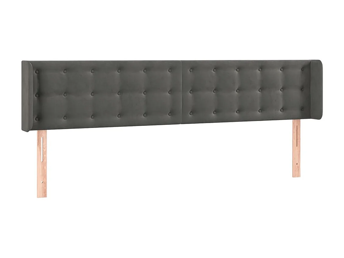 Tête de Lit | Panneau de tête pour lit Moderne à LED Gris foncé 183x16x78/88 cm Velours