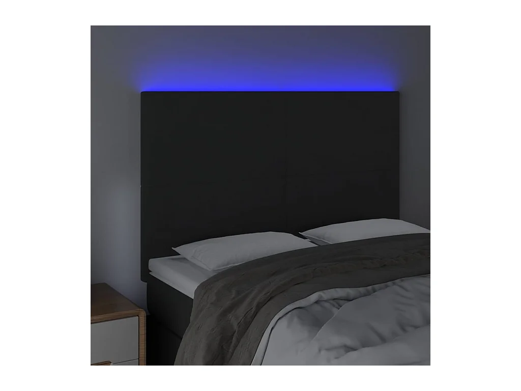 Tête de Lit | Panneau de tête pour lit Moderne à LED Noir 144x5x118/128 cm Velours