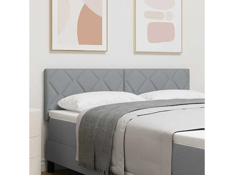 Tête de Lit | Panneau de tête pour lit Moderne en Tissu Geometric Manuel Gris clair 144 cm tissu