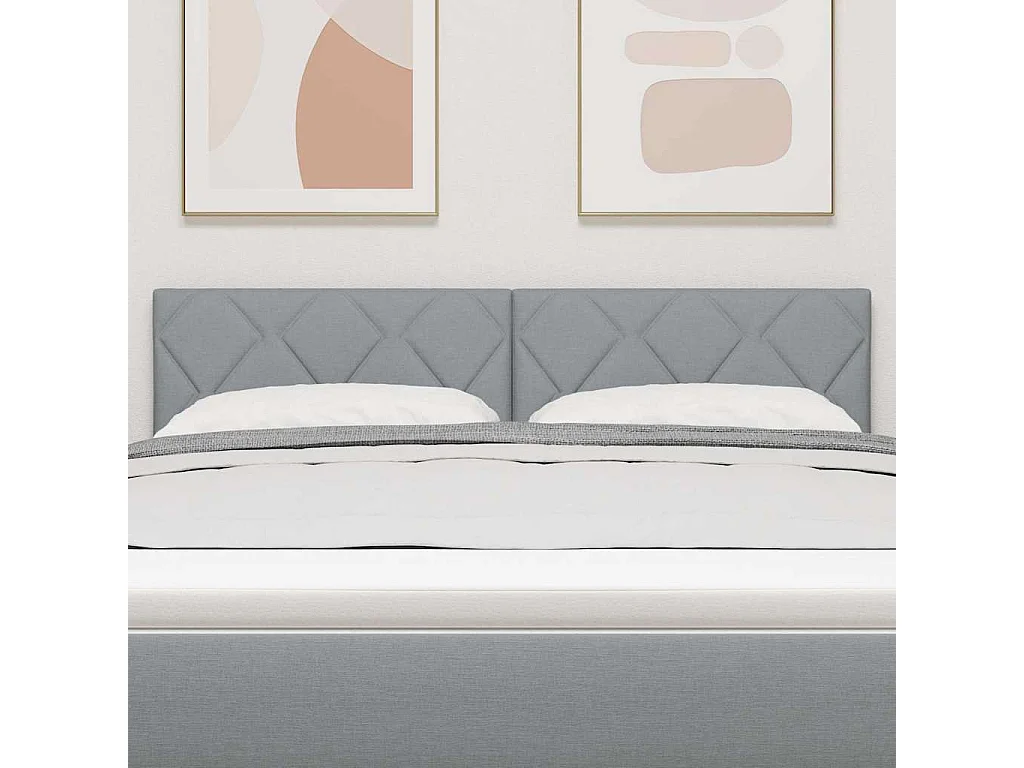 Mueble cabecero | Cabezal de cama | Cabecero de Tela Geométrico con cabecera Gris Claro 144 cm tela