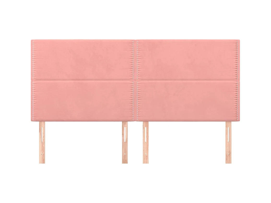 Cabeceros | Cabezal de cama | Mueble de cabecero 4 unidades de terciopelo rosa 80x5x78/88 cm