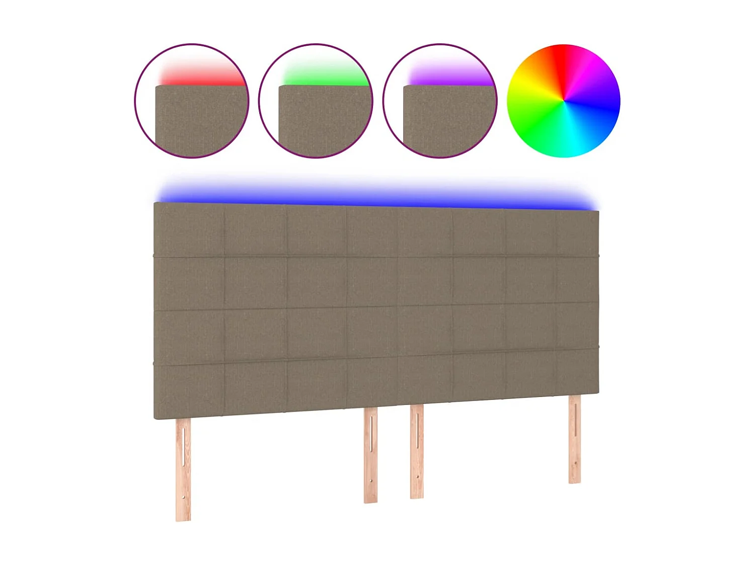 Hoofdbord | Hoofdeinde LED 180x5x118/128 cm stof taupe