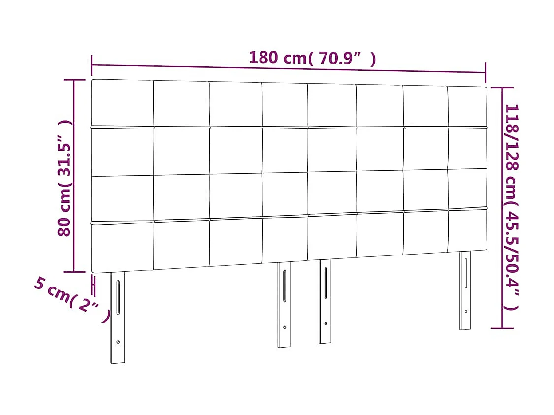 Hoofdbord | Hoofdeinde LED 180x5x118/128 cm stof taupe