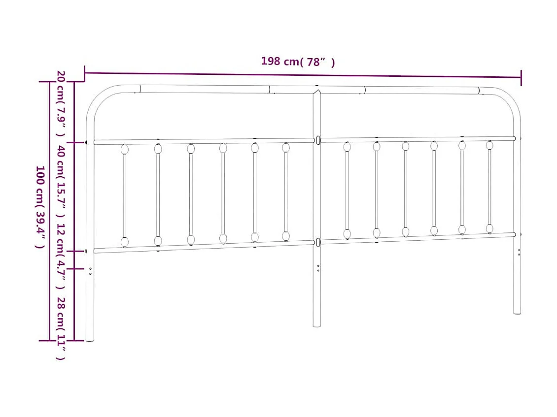 Mueble cabecero | Cabezal de cama | Cabecero de metal blanco 193 cm