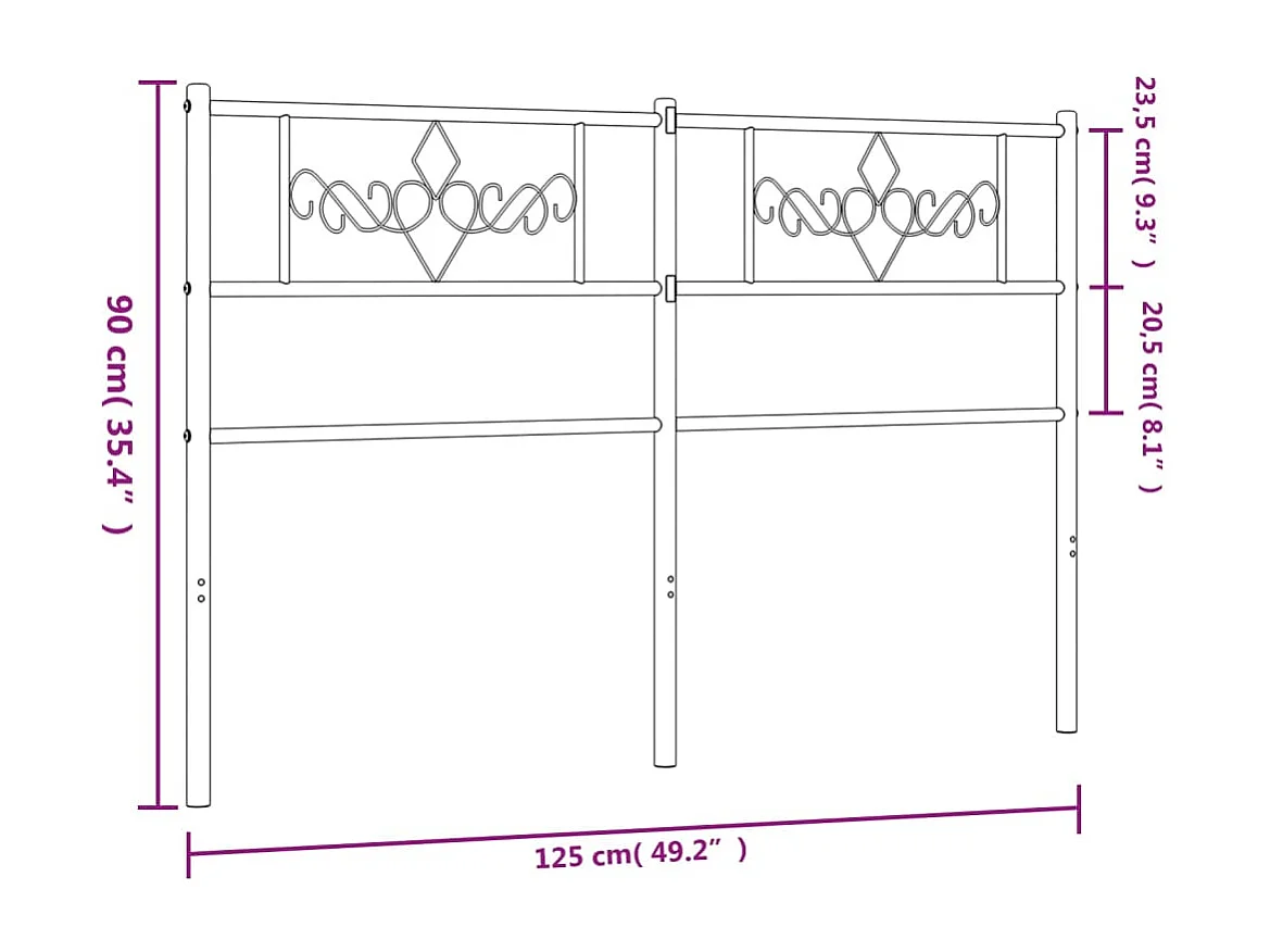Mueble cabecero | Cabezal de cama | Cabecero de metal negro 120 cm