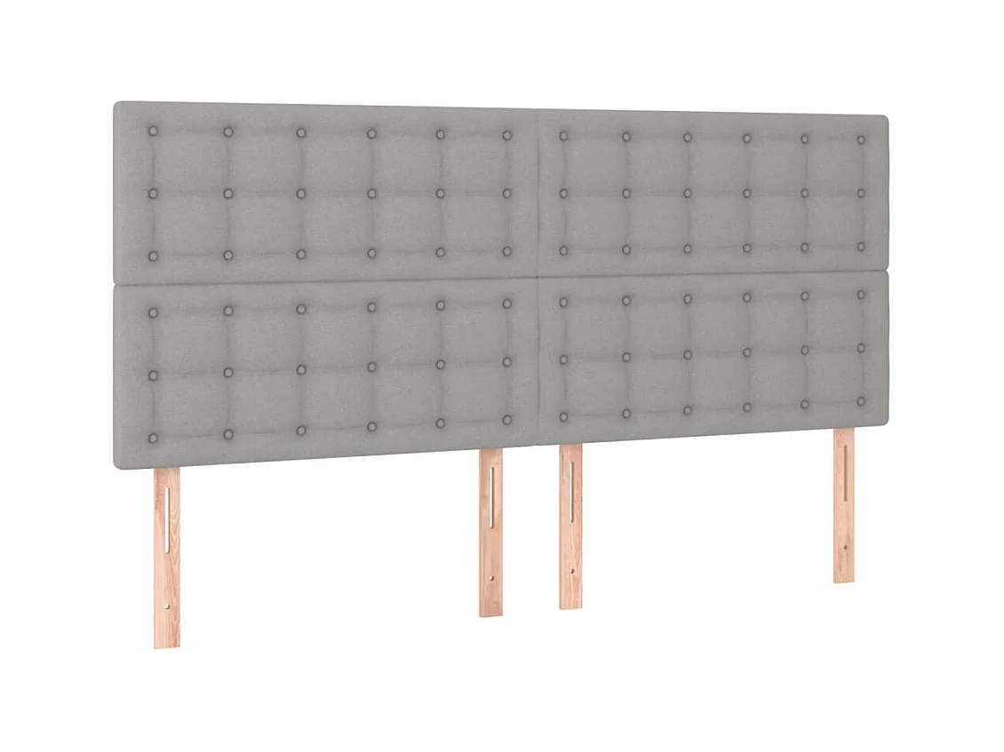 Cabecero | Cabezal de Cama | Mueble cabecero con luces LED tela gris claro 180x5x118/128 cm