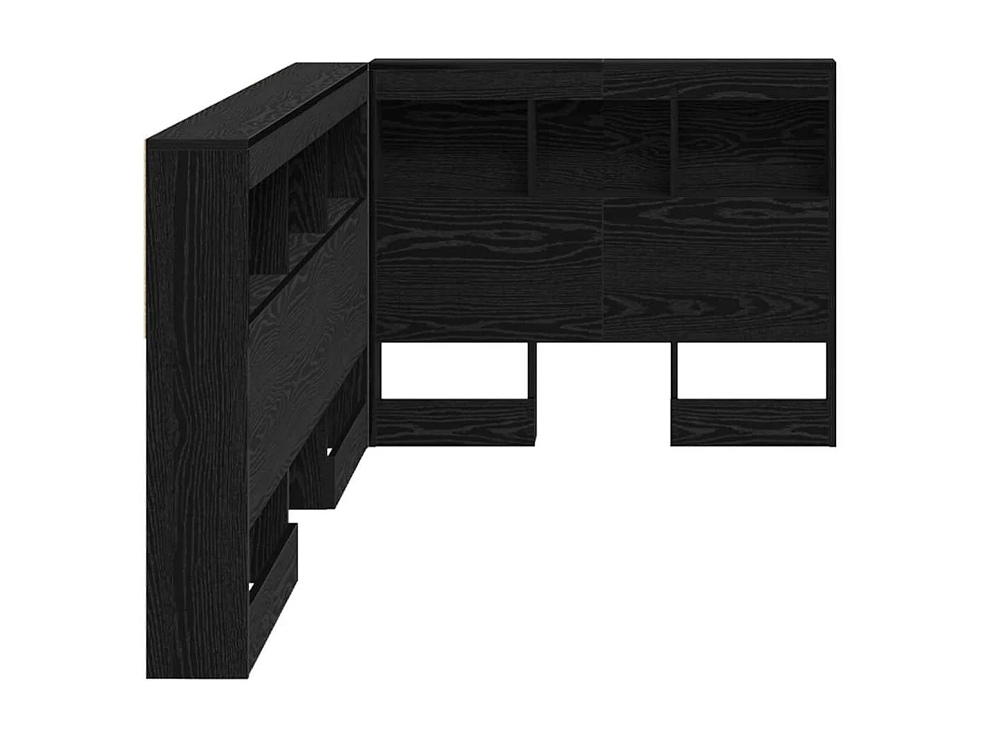 Mueble cabecero con almacenamiento | Cabecera de almacenamiento con estante Roble negro 100 cm