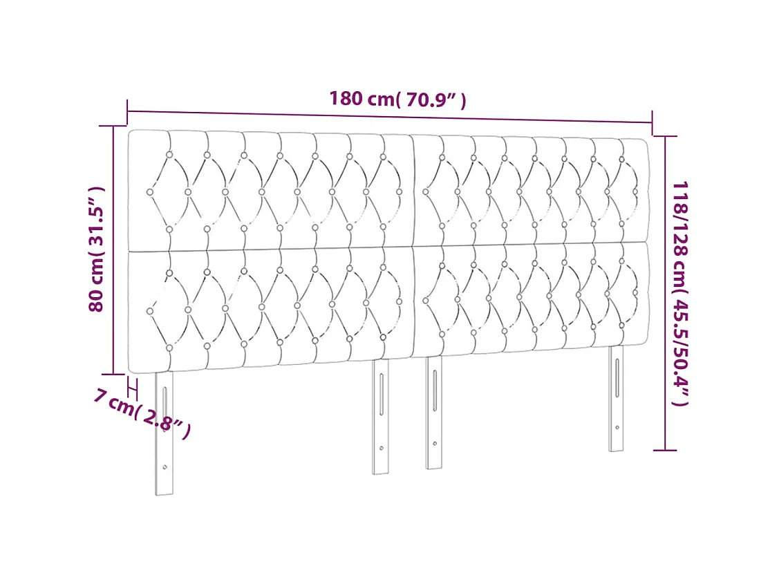 Cabeceros | Cabezal de cama | Mueble de cabecero 4 unidades de terciopelo rosa 90x7x78/88 cm