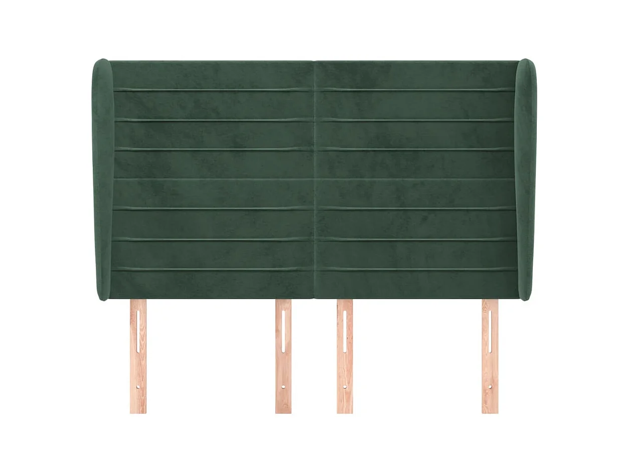 Cabecero | Cabezal de Cama | Mueble cabecero con orejas de terciopelo verde oscuro 147x23x118/128cm