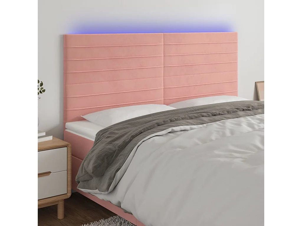 Hoofdbord | Hoofdeinde LED 160x5x118/128 cm fluweel roze