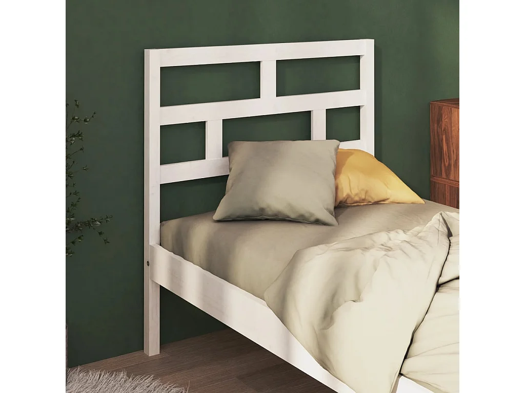 Tête de Lit | Panneau de tête pour lit Moderne Blanc 96x4x100 cm Bois massif de pin
