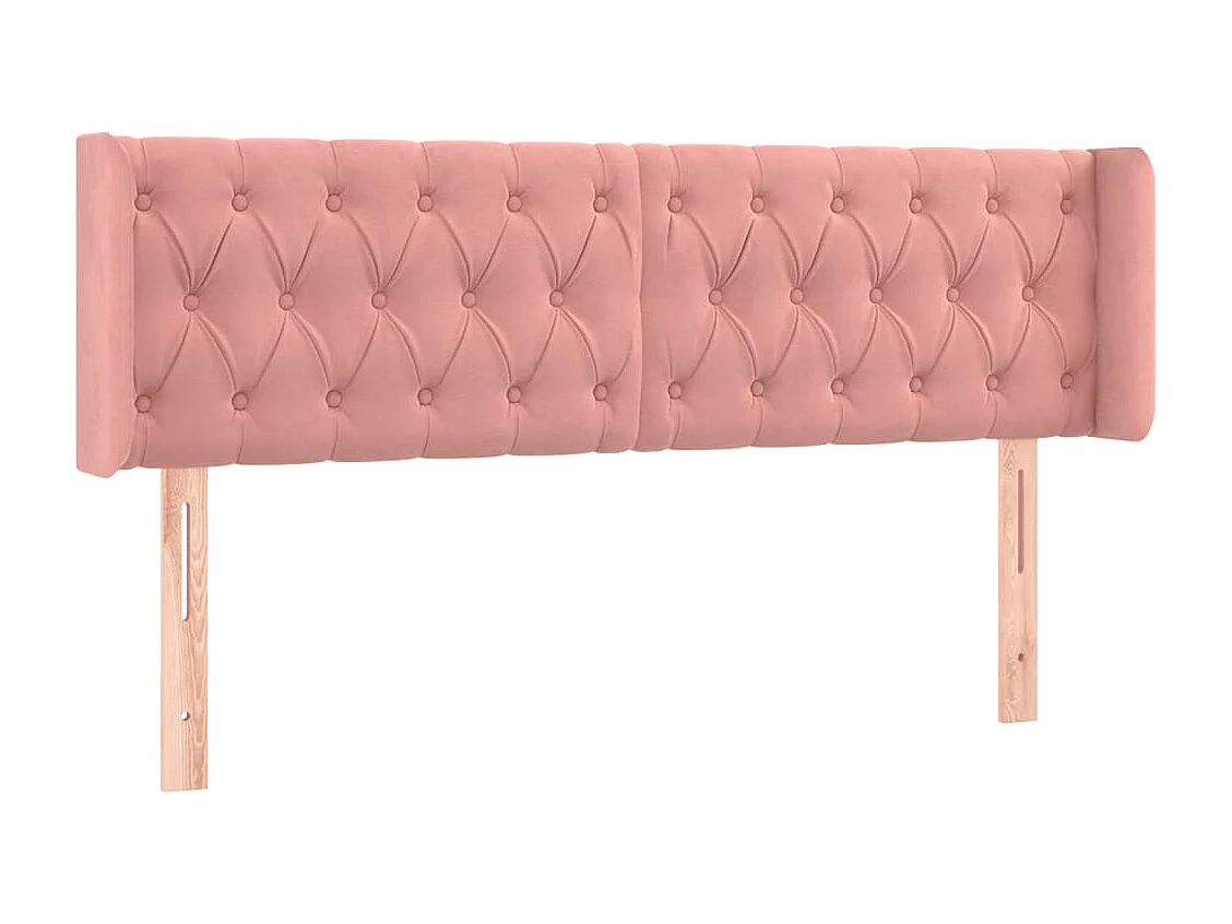 Tête de Lit | Panneau de tête pour lit Moderne à LED Rose 147x16x78/88 cm Velours