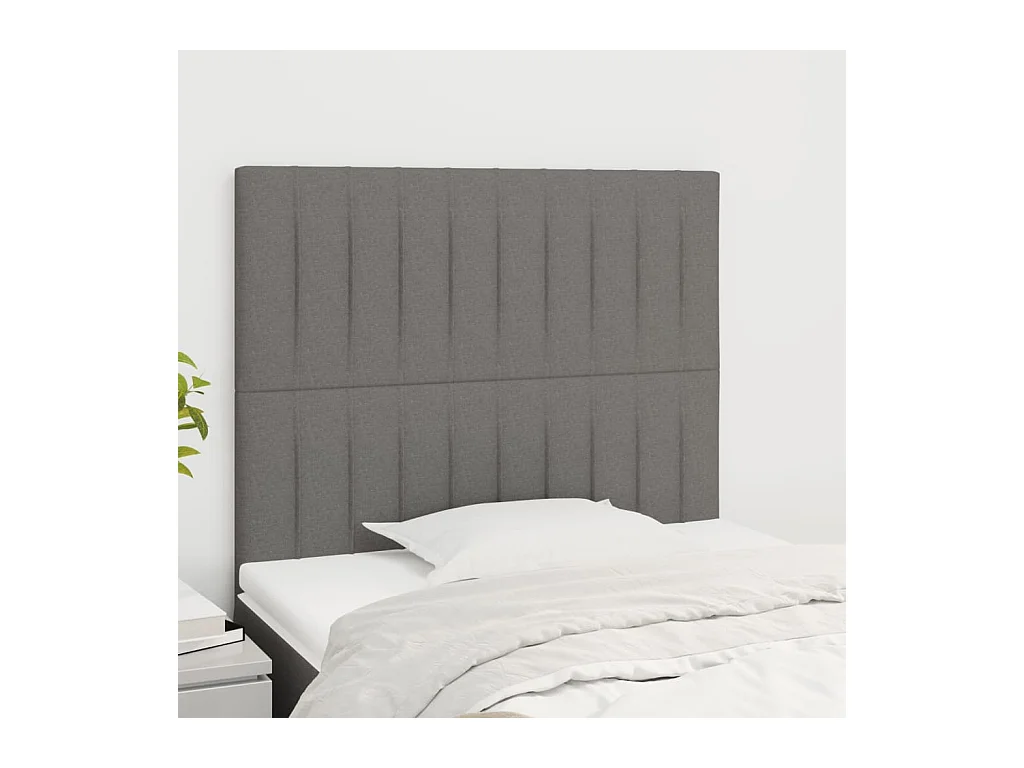 Cabeceros | Cabezal de cama | Mueble de cabecero 2 unidades de tela gris oscuro 100x5x78/88 cm
