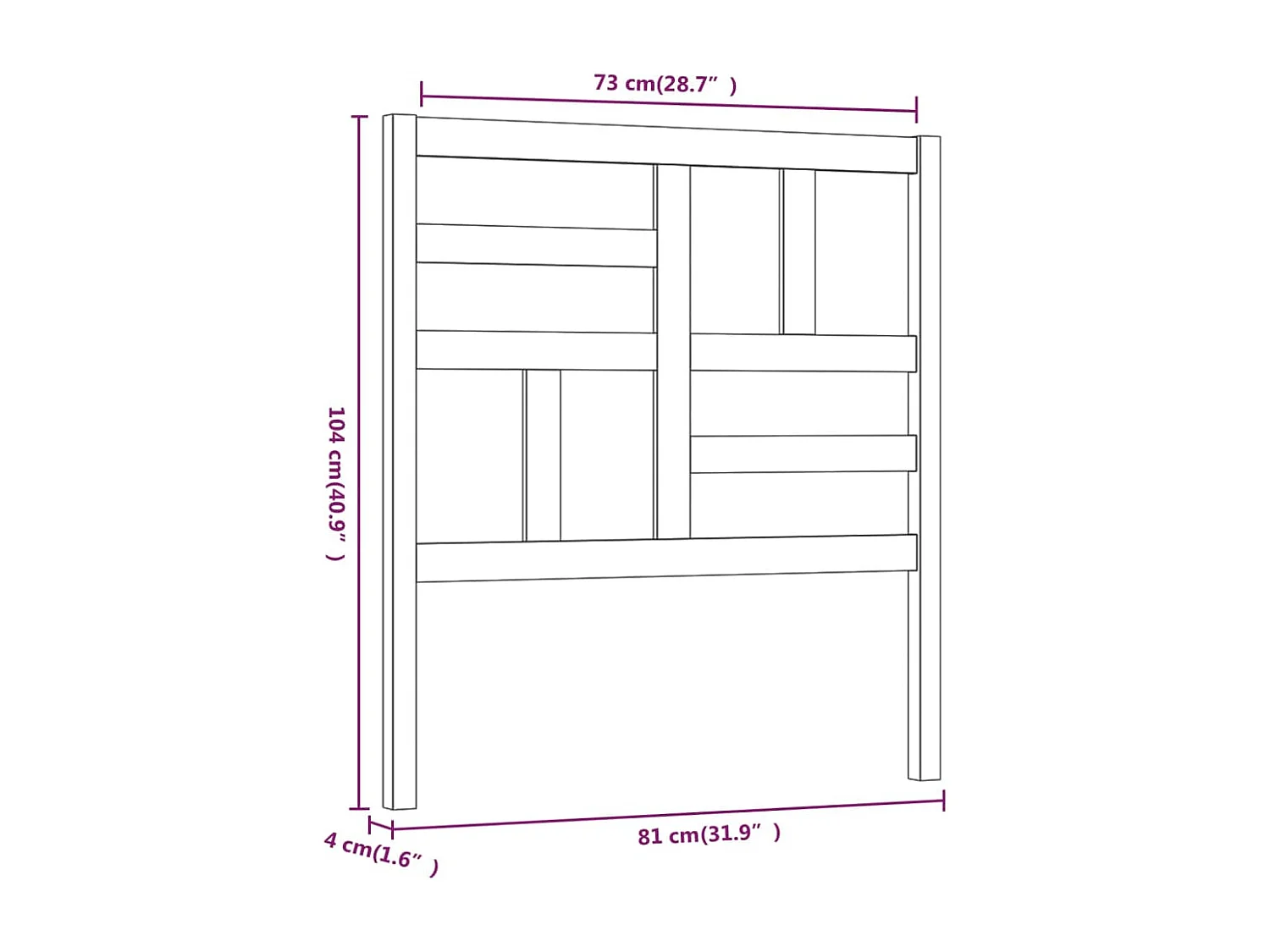 Hoofdbord | Hoofdeinde 81x4x104 cm massief grenenhout zwart