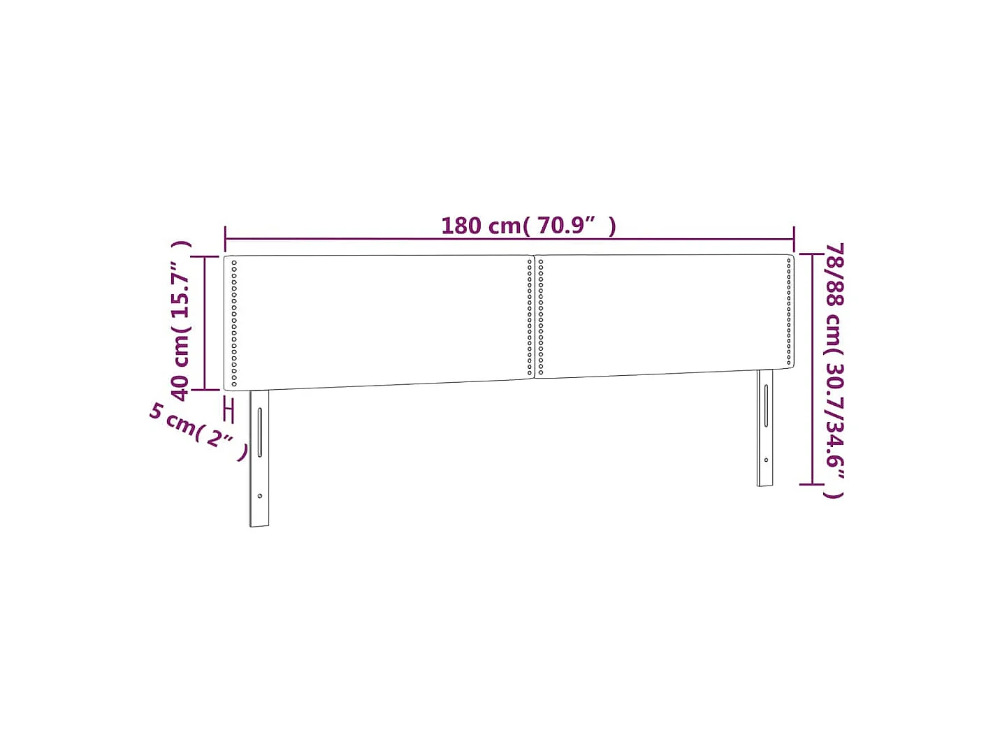 Tête de Lit | Panneau de tête pour lit Moderne à LED Gris foncé 180x5x78/88 cm Velours