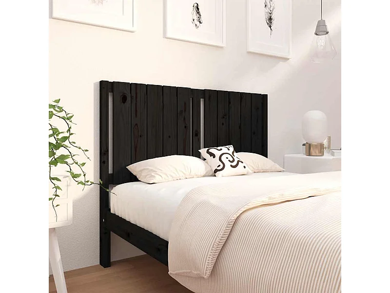 Cabecero de Cama | Cabezal de cama | Mueble de cabecero madera maciza de pino negro 125,5x4x100 cm