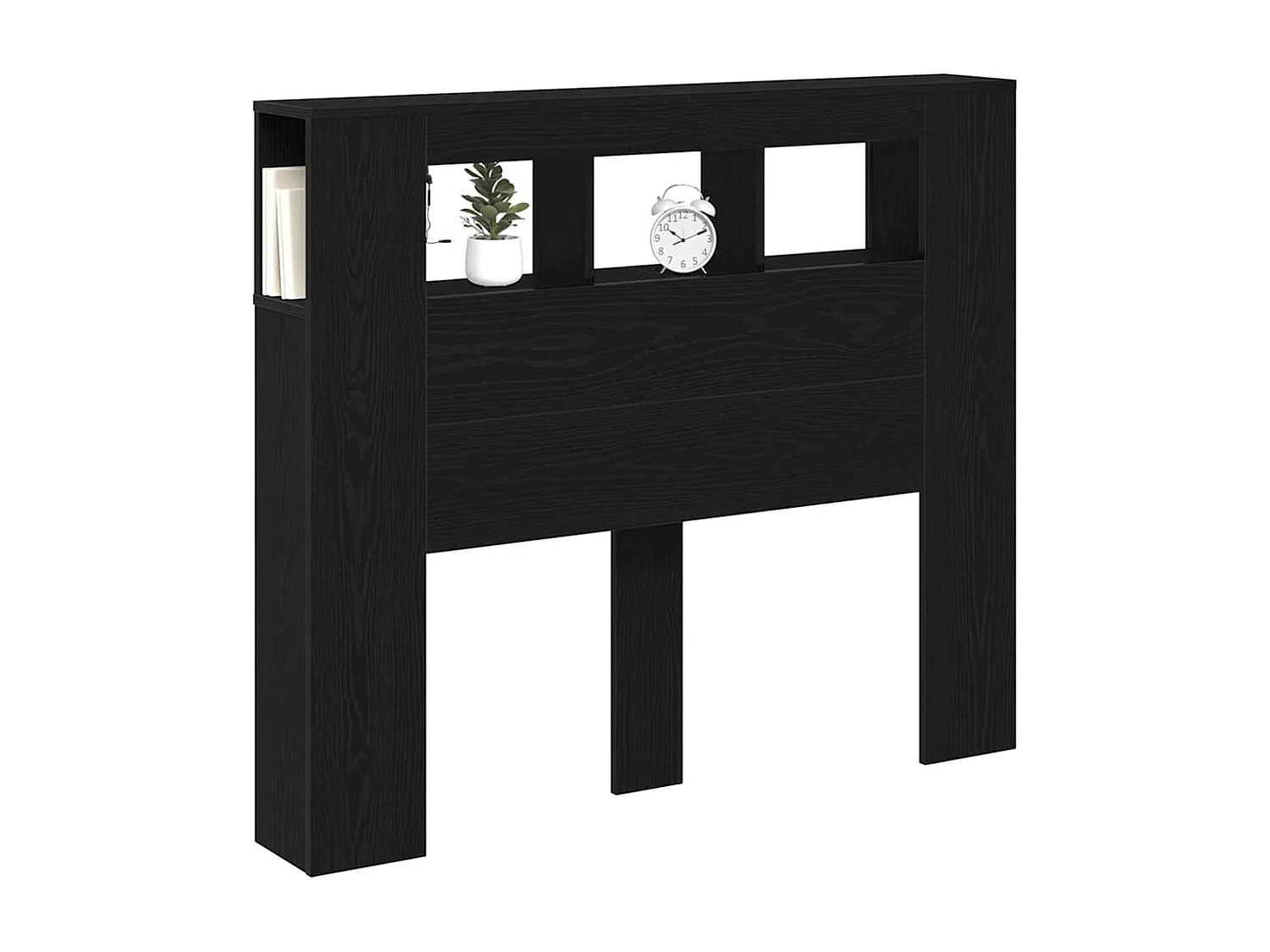 Tête de Lit | Panneau de tête pour lit Moderne LED avec étagère Chêne noir 120 x 18.5 x 103.5 cm