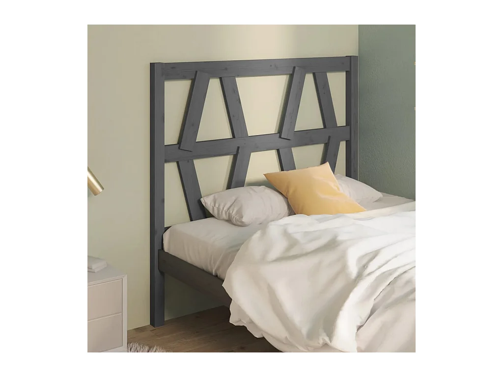 Cabecero de Cama | Cabezal de cama | Mueble de cabecero madera maciza de pino gris 106x4x100 cm