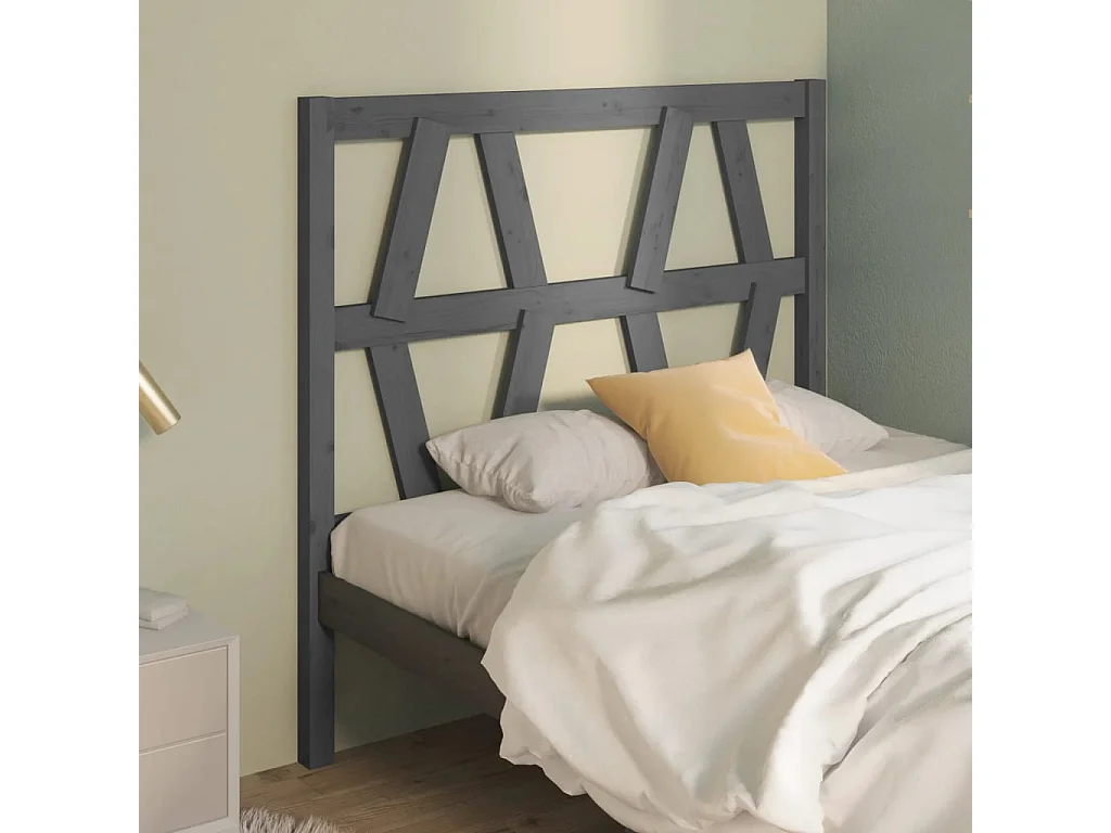 Tête de Lit | Panneau de tête pour lit Moderne Gris 106x4x100 cm Bois massif de pin