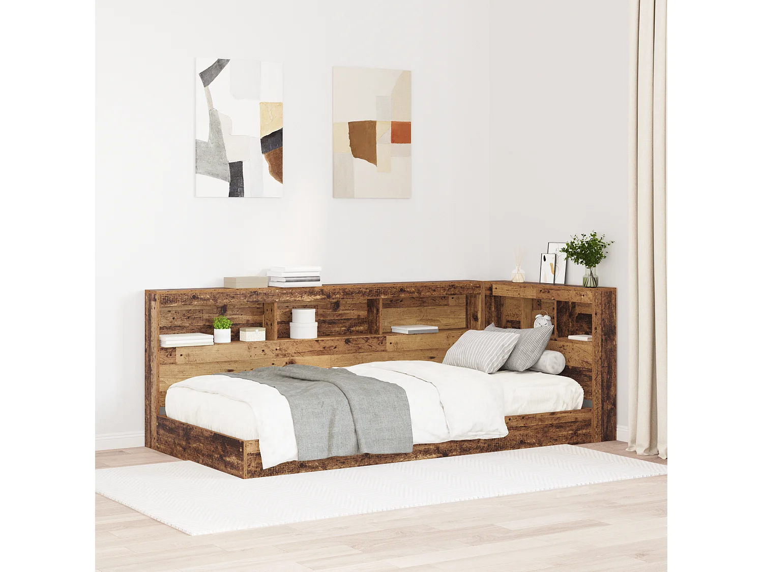 Tête de Lit de rangement | Panneau de tête pour lit Bois ancien 100 cm Bois d'ingénierie