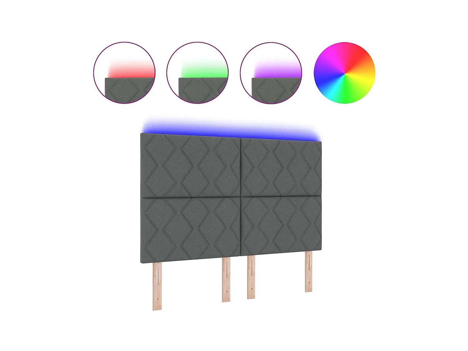 Cabecero | Cabezal de Cama | Mueble cabecero con luces de tiras LED con cabecera Gris 144 cm tela