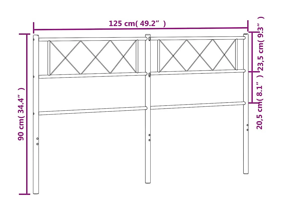 Mueble cabecero | Cabezal de cama | Cabecero de metal blanco 120 cm