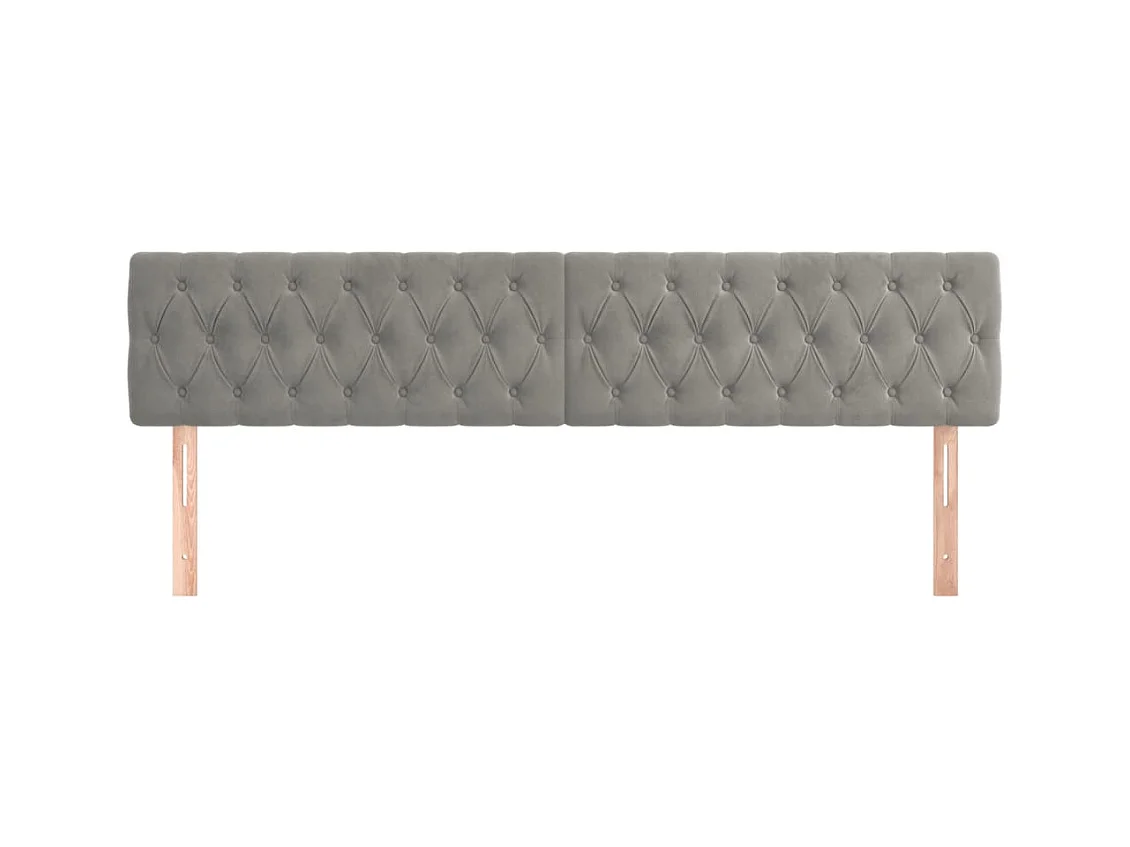 Cabeceros | Cabezal de cama | Mueble de cabecero 2 unidades de terciopelo gris claro 90x7x78/88 cm