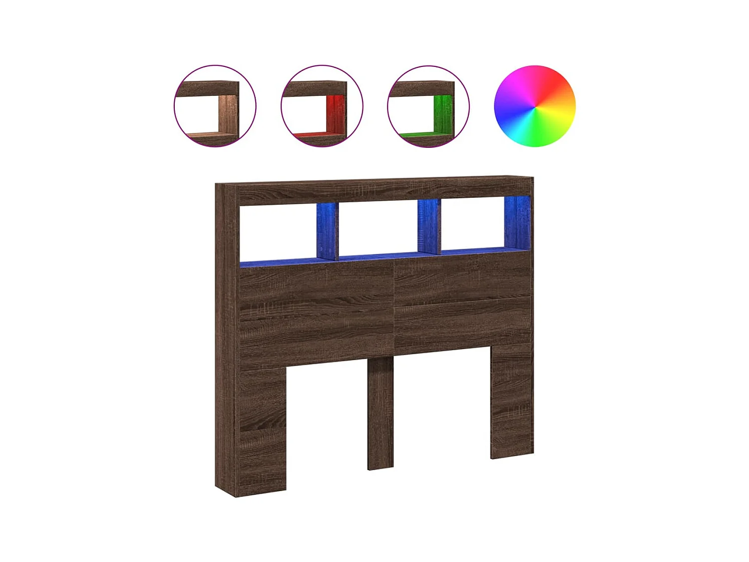 Tête de Lit avec rangement | Armoire de tête de lit avec LED chêne marron 120x17x102 cm