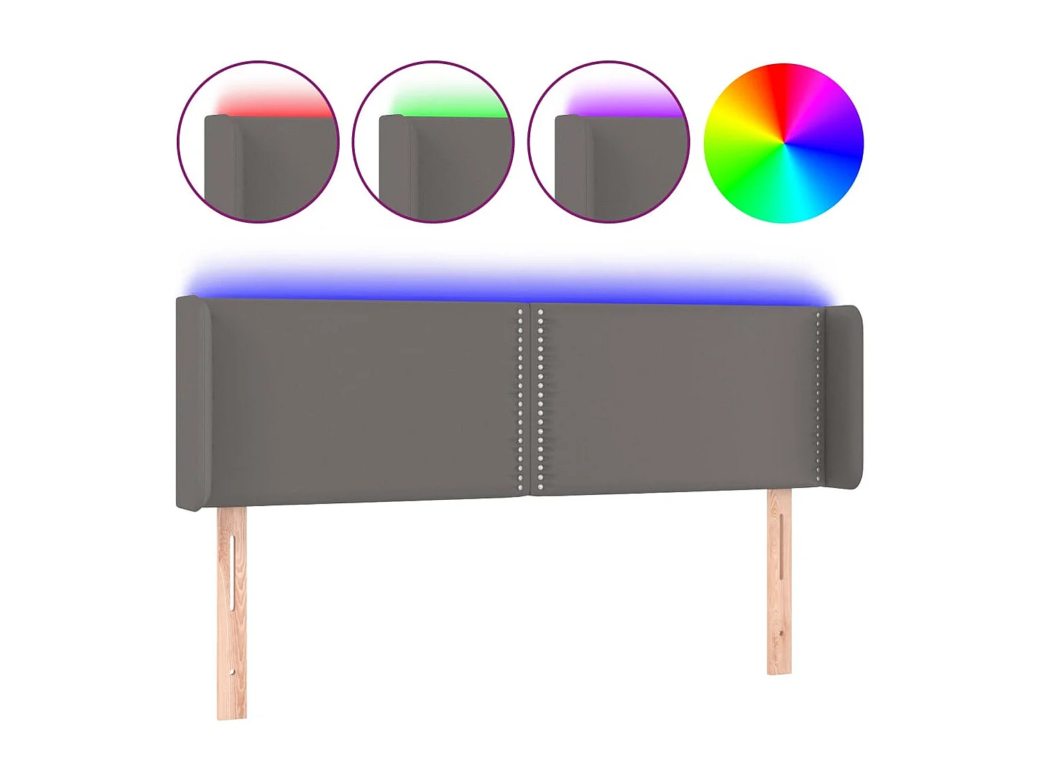 Tête de Lit | Panneau de tête pour lit Moderne à LED Gris 147x16x78/88 cm Similicuir