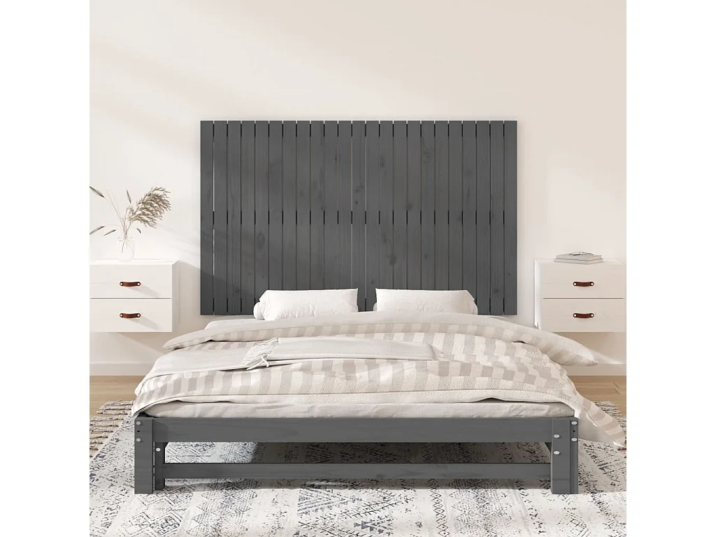 Tête de lit murale | Panneau de tête pour lit Moderne  Gris 147x3x90 cm Bois massif de pin
