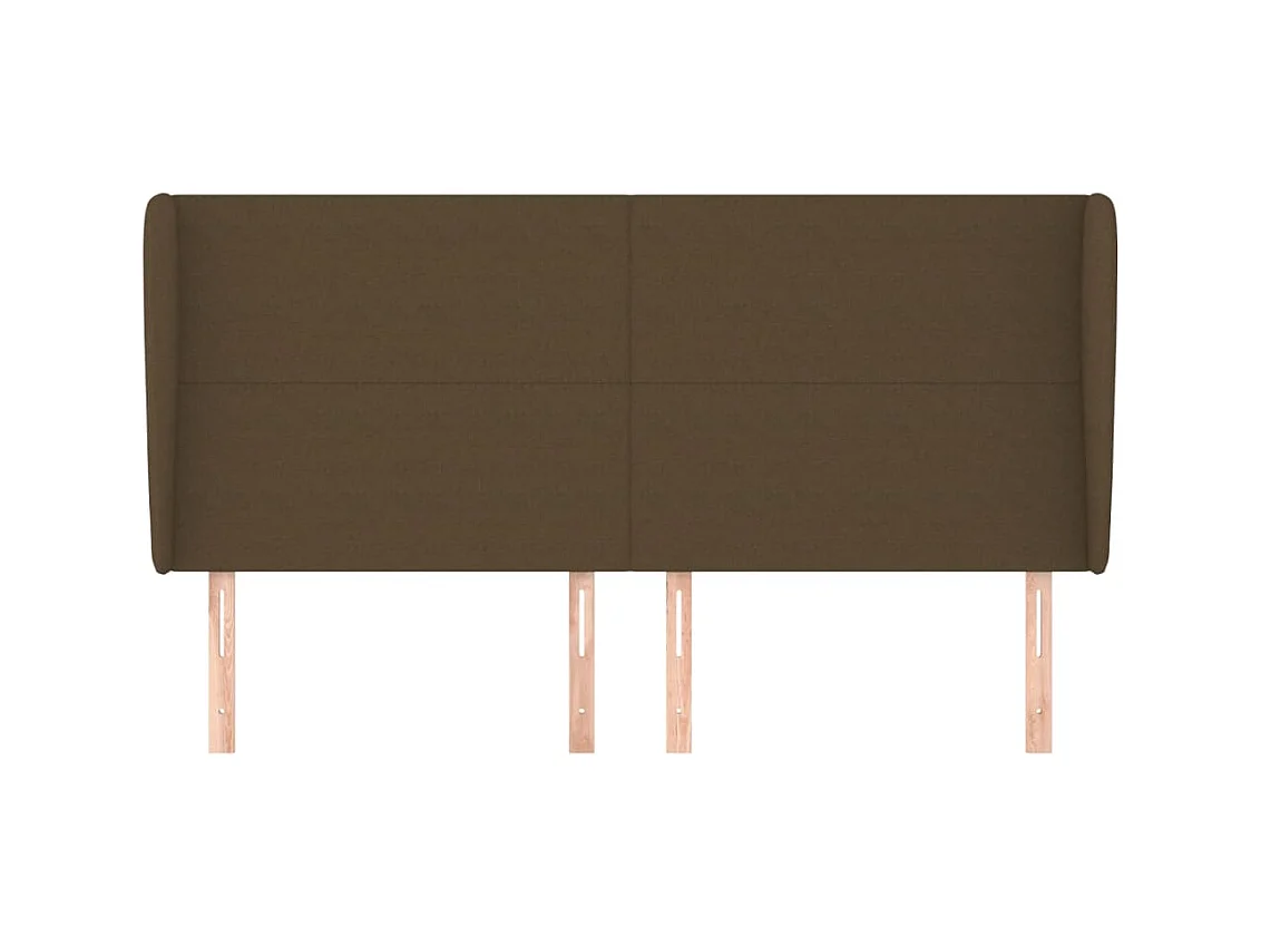 Cabecero | Cabezal de Cama | Mueble cabecero con orejas de tela marrón oscuro 163x23x118/128 cm