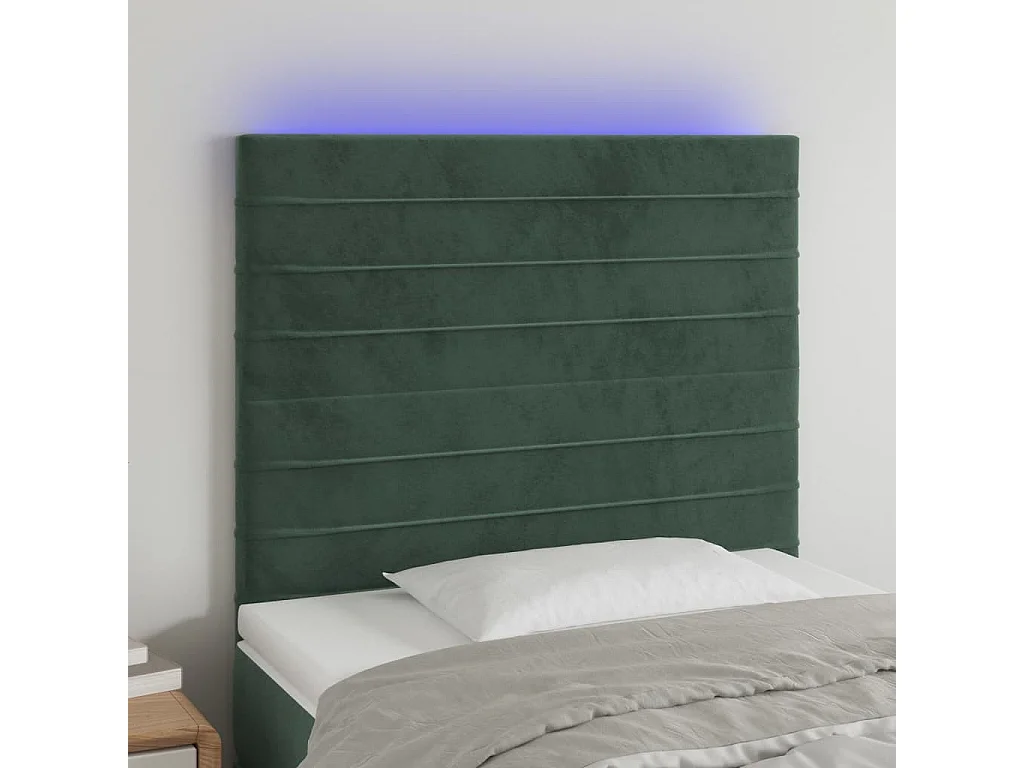 Hoofdbord | Hoofdeinde LED 80x5x118/128 cm fluweel donkergroen