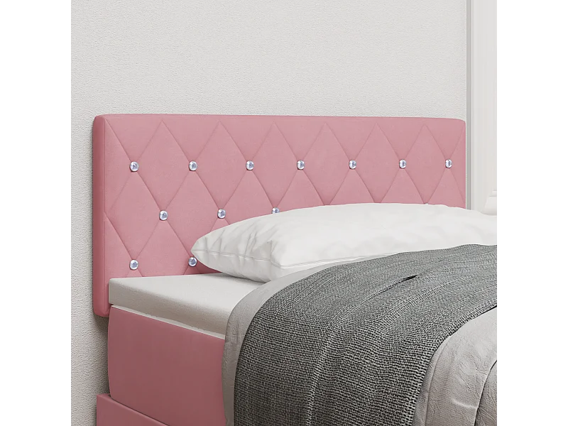 Tête de Lit | Panneau de tête pour lit Moderne LED avec des lumières à LED Rose 100 cm Velours