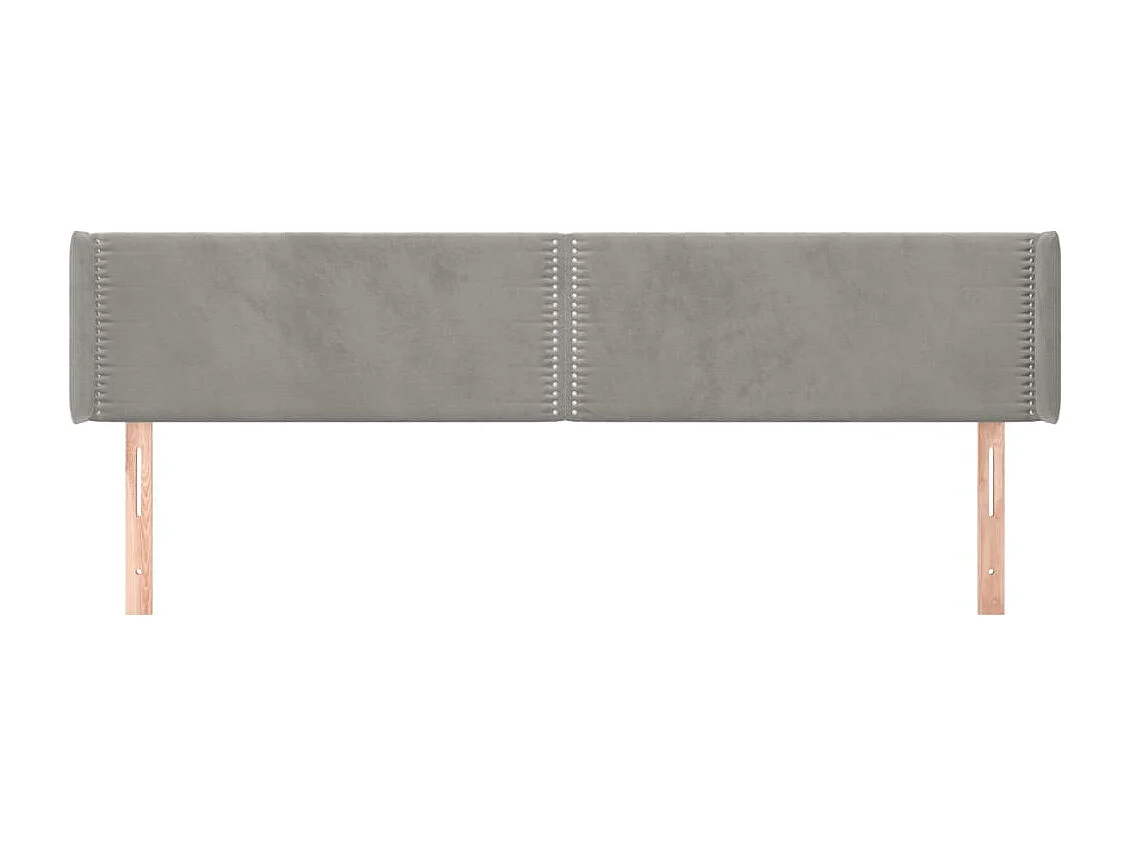 Mueble cabecero | Cabezal de cama | Cabecero de terciopelo gris claro 163x16x78/88 cm