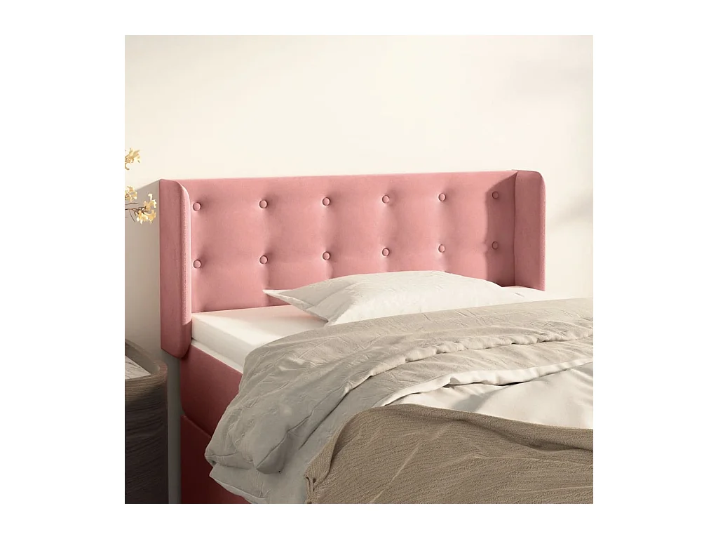 Tête de Lit | Panneau de tête pour lit Moderne avec oreilles Rose 93x16x78/88 cm Velours