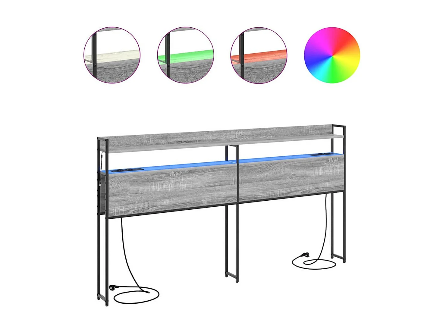 Cabecero | Cabezal de Cama | Mueble cabecero con estante Gris sonoma 200 cm Madera contrachapada