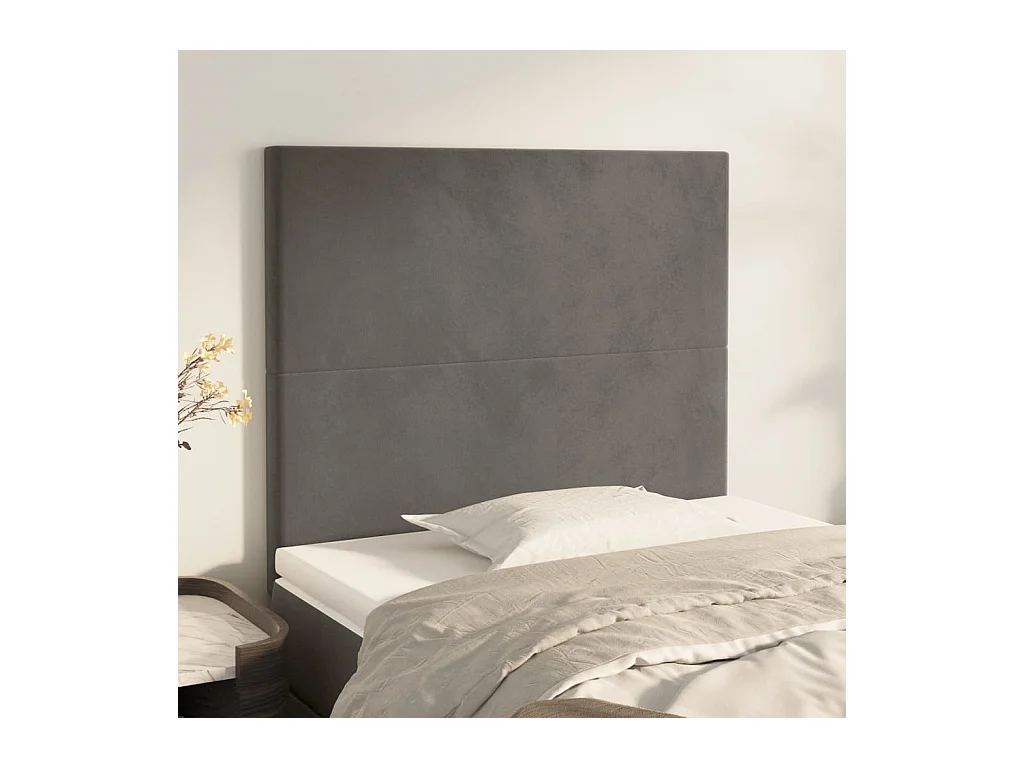 Cabeceros | Cabezal de cama | Mueble de cabecero 2 unidades de terciopelo gris oscuro 100x5x78/88 cm