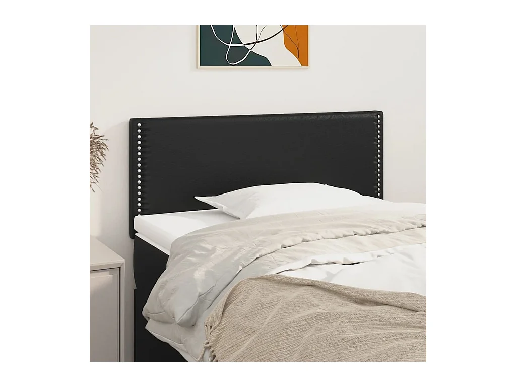 Mueble cabecero | Cabezal de cama | Cabecero de cuero sintético negro 100x5x78/88 cm