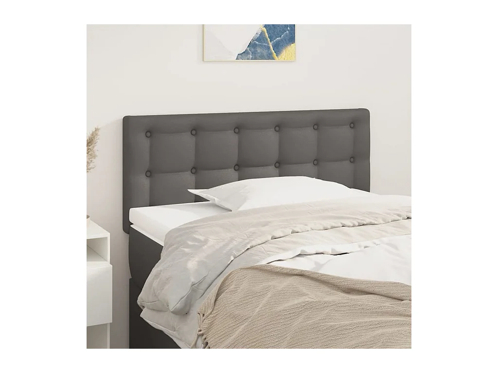 Mueble cabecero | Cabezal de cama | Cabecero de cuero sintético gris 80x5x78/88 cm