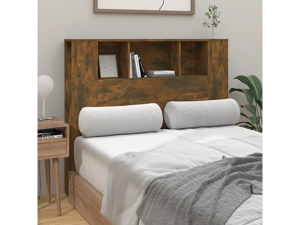 Cabecero de Cama | Cabezal de Cama | Mueble cabecero color roble ahumado 120x18,5x102,5 cm