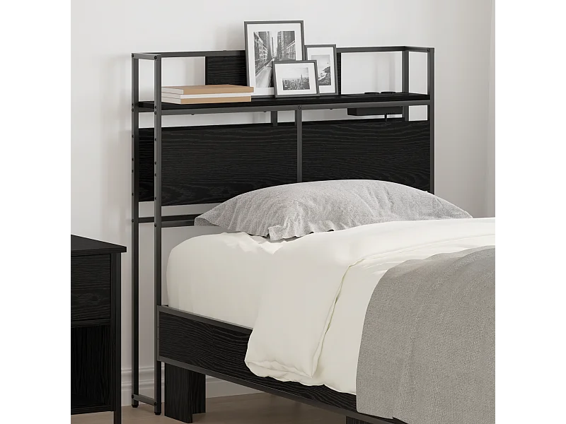 Tête de Lit de rangement | Panneau de tête pour lit Chêne noir 80 cm Bois d'ingénierie