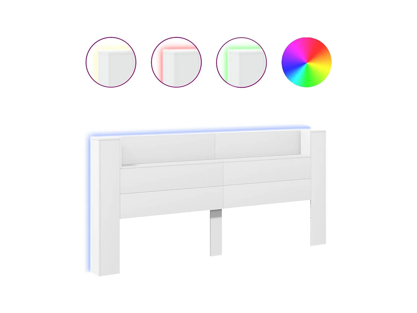 Cabecero de Cama | Cabezal de cama | Mueble de cabecero con LED blanco 220x16,5x103,5 cm