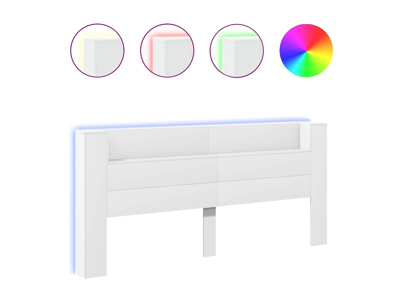 Cabecero de Cama | Cabezal de cama | Mueble de cabecero con LED blanco 220x16,5x103,5 cm