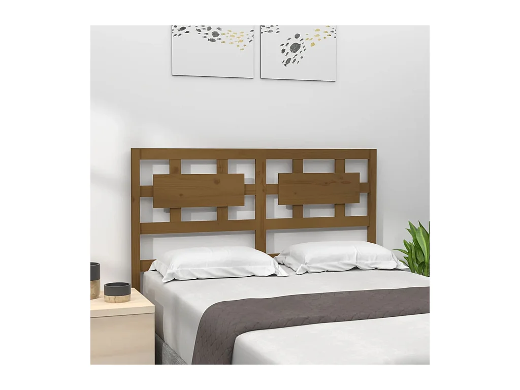 Cabecero de Cama | Cabezal de cama | Mueble de cabecero madera maciza pino marrón miel 125,5x4x100 cm