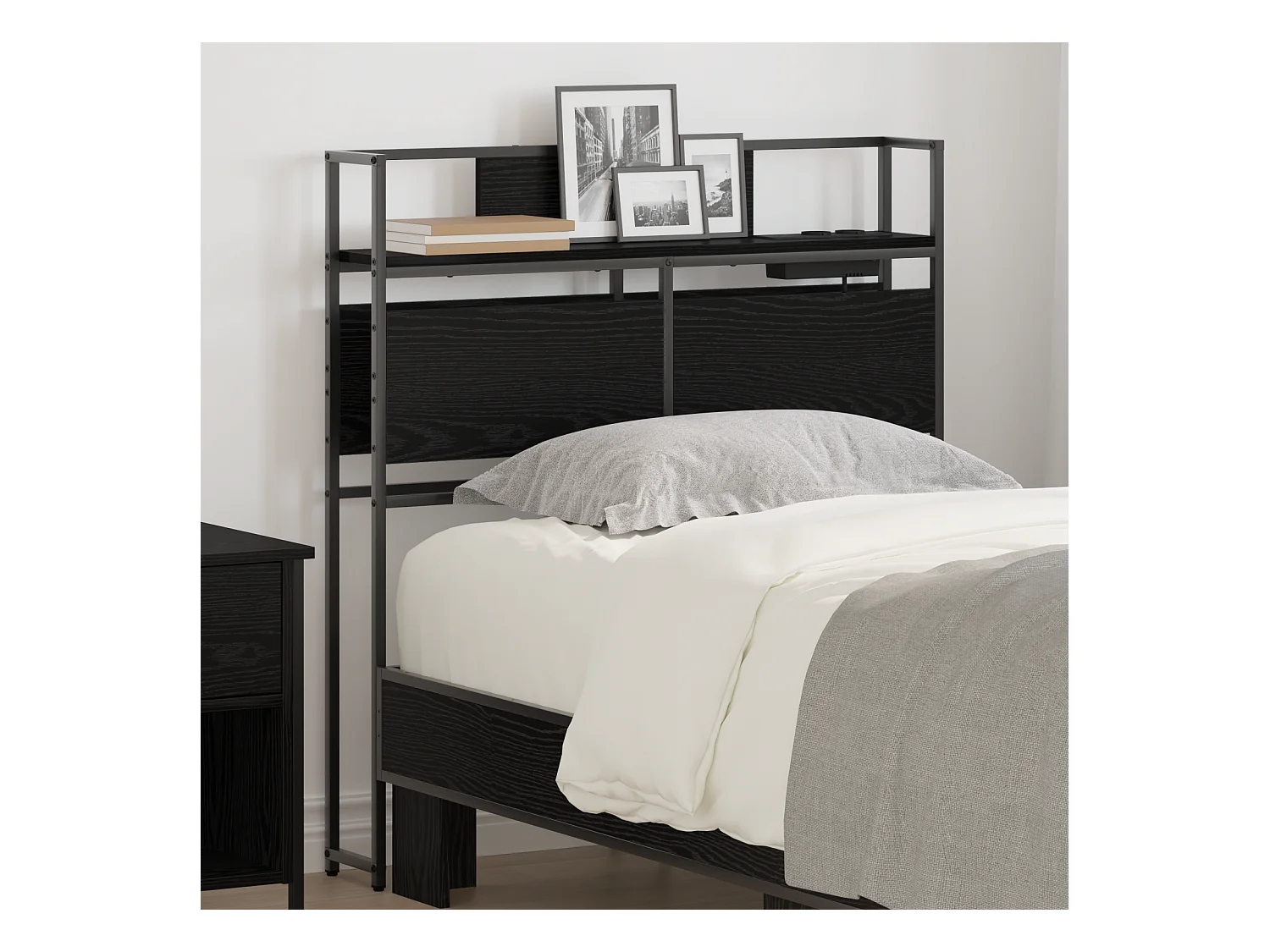 Tête de Lit de rangement | Panneau de tête pour lit Chêne noir 90 cm Bois d'ingénierie