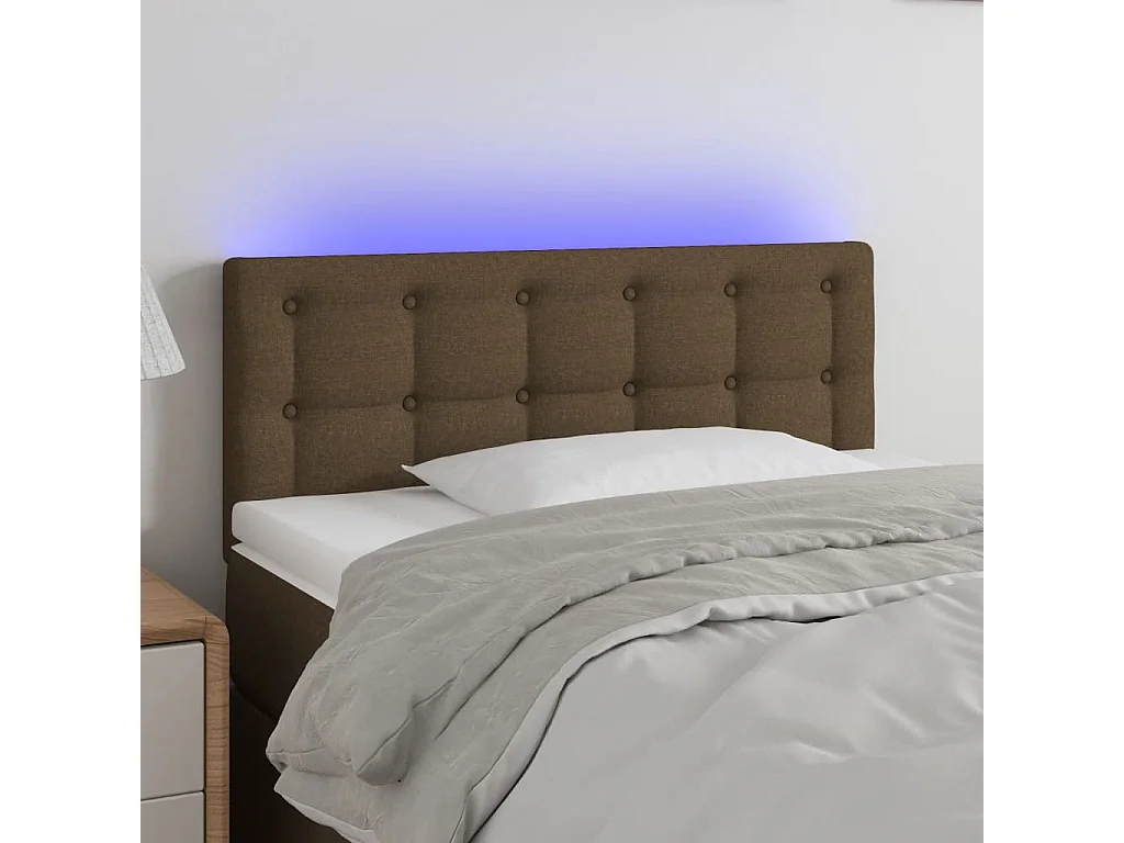 Tête de Lit | Panneau de tête pour lit Moderne à LED Marron Foncé 80x5x78/88 cm Tissu