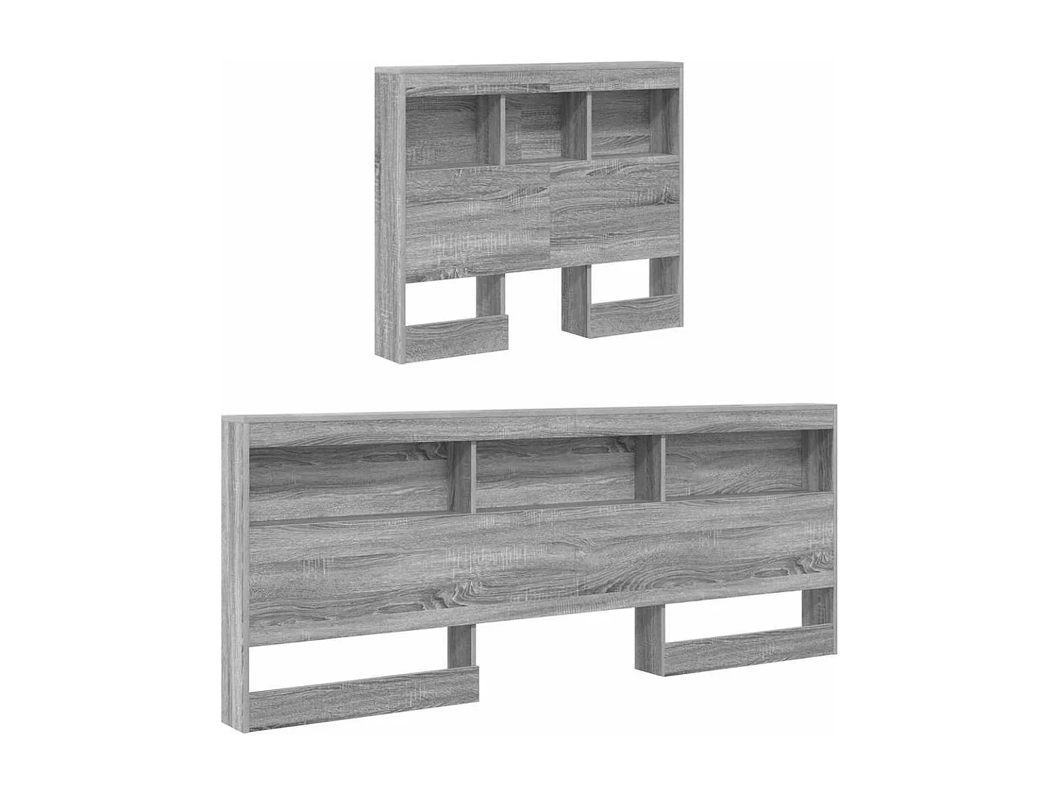 Mueble cabecero con almacenamiento | Cabecera de almacenamiento con estante Gris sonoma 90 cm