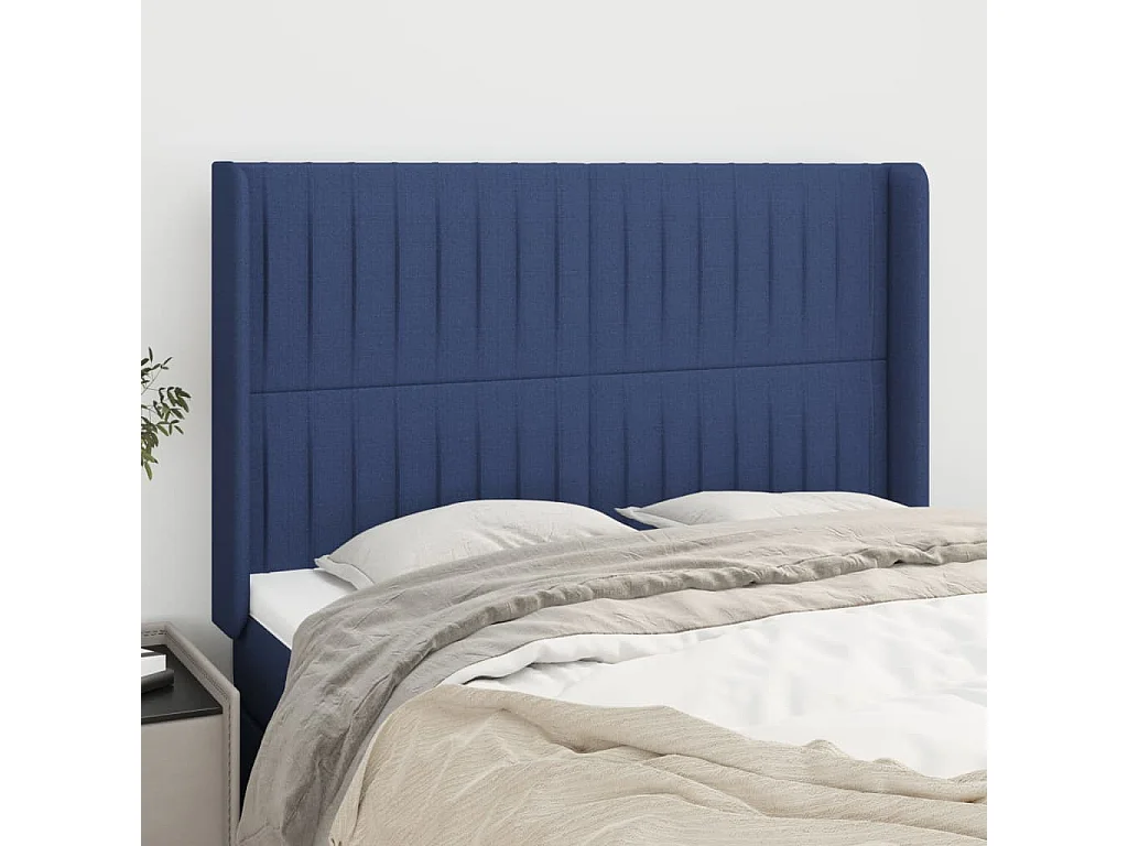 Hoofdbord | Hoofdeinde met randen 147x16x118/128 cm stof blauw