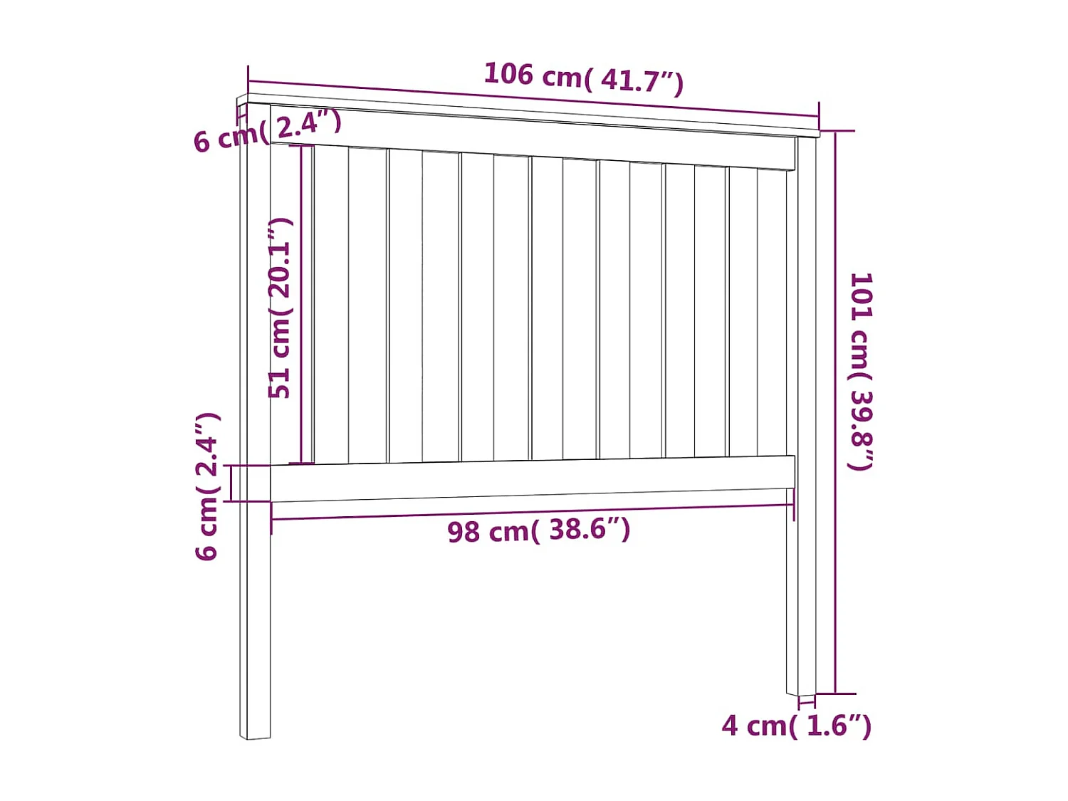 Tête de Lit | Panneau de tête pour lit Moderne 106x6x101 cm Bois massif de pin