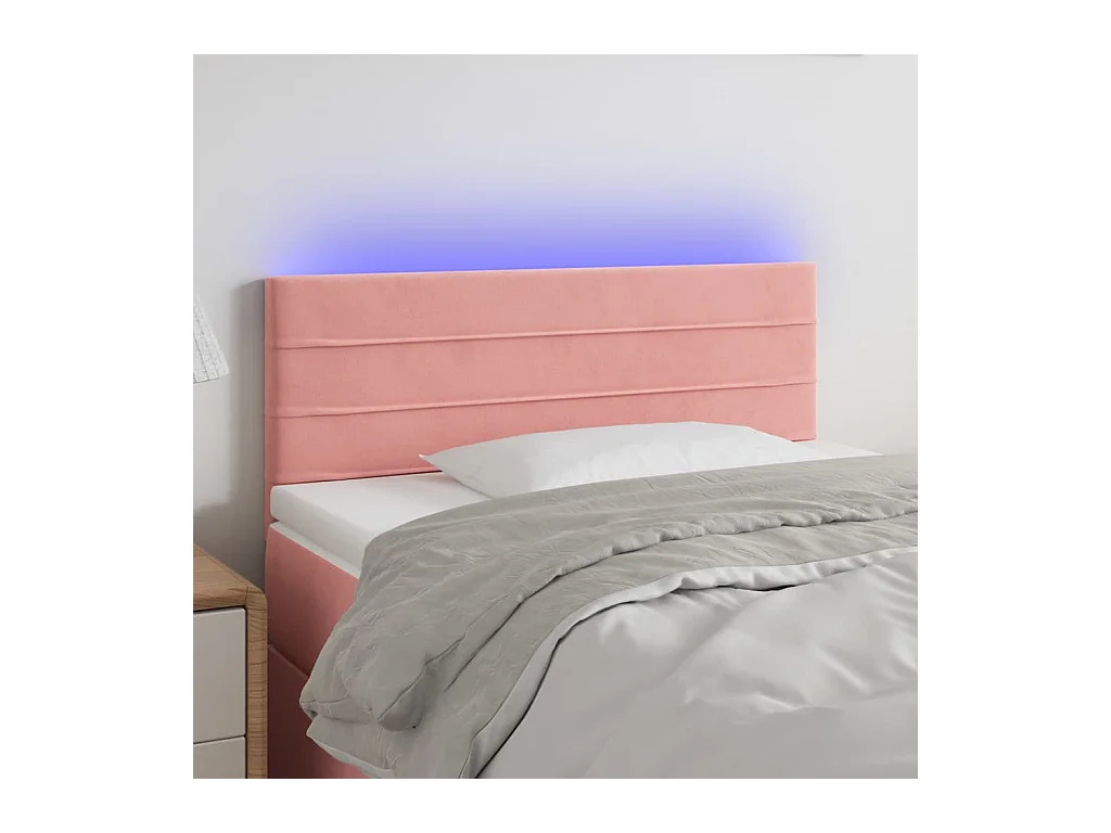 Cabecero | Cabezal de Cama | Mueble cabecero con LED de terciopelo rosa 80x5x78/88 cm